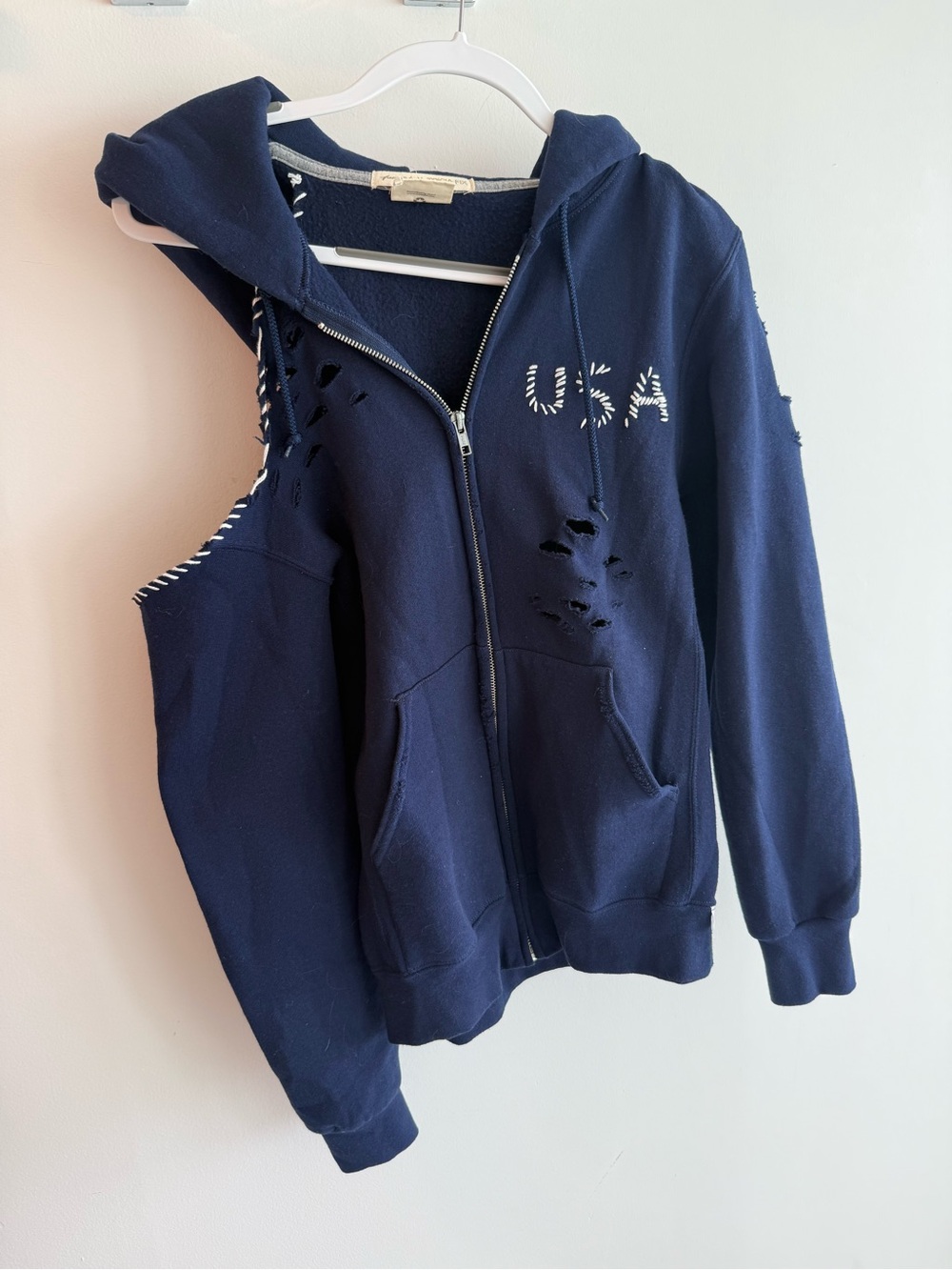 Free People Tricia Fix USA Cut out Hoodie - Navy - Picture 5 of 10